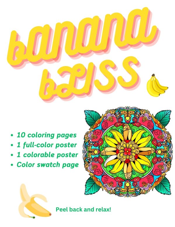 Banana Bliss Printable Adult Coloring Pages - Image 12